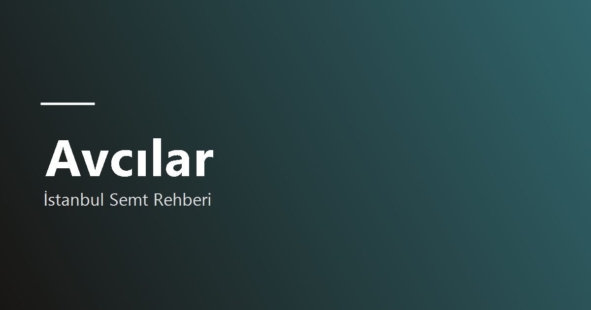 Avcılar semt rehberi